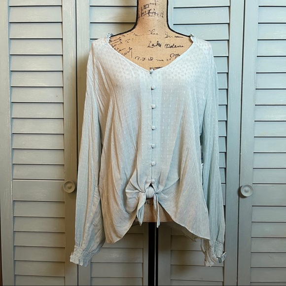 1. State Tops - 1. STATE Long Sleeve Smocked Button Front Blouse